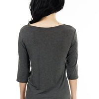 Grey Windy Willow 3/4 Sleeve Top