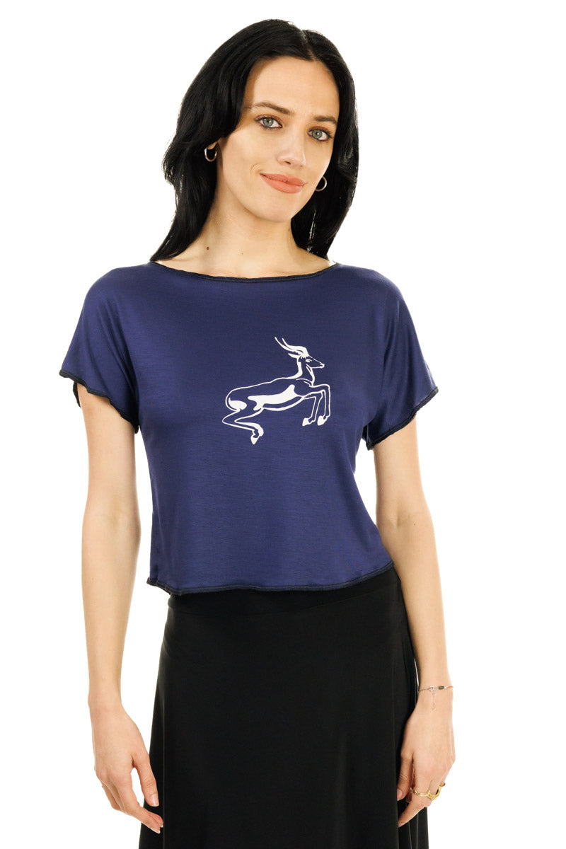 Navy Galloping Gazelle Not So Cropped Top