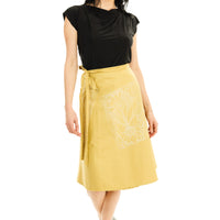 Yellow Doodle Art Wrap Skirt