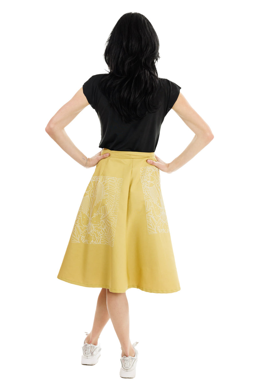 Yellow Doodle Art Wrap Skirt