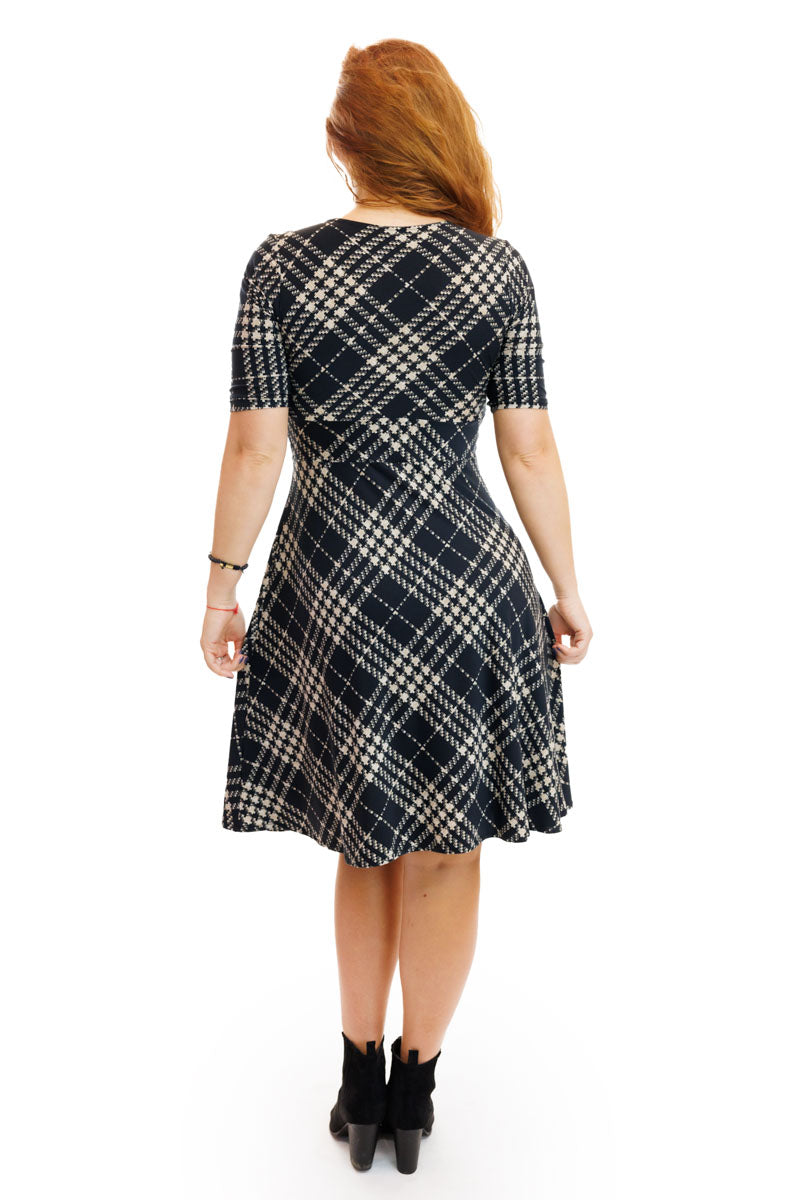 Black and Cream Plaid Cleopatra with Sleeves