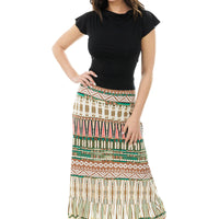 Boho Beads Ankle-length Ruffle Skirt