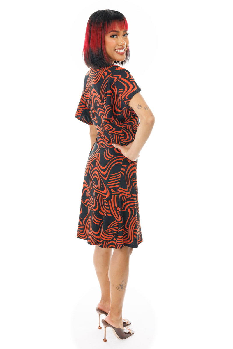 Racetrack Ribbon Tie Keyhole Dress