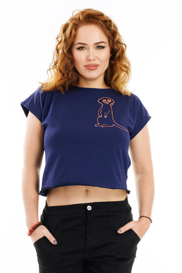 Navy Prairie Dog Not-so-cropped top